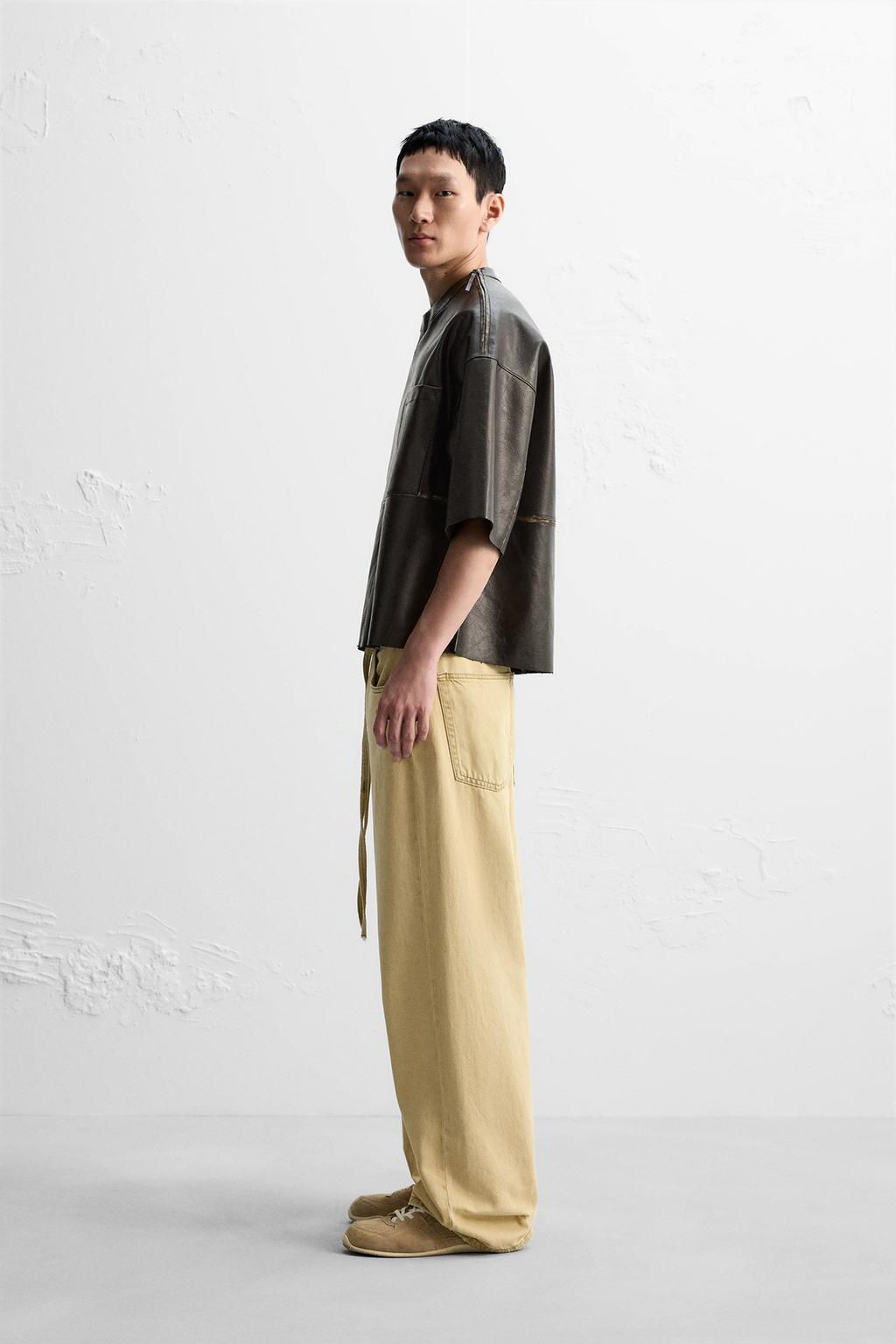 FADED LEATHER EFFECT OVERSHIRT - Zara фото 5