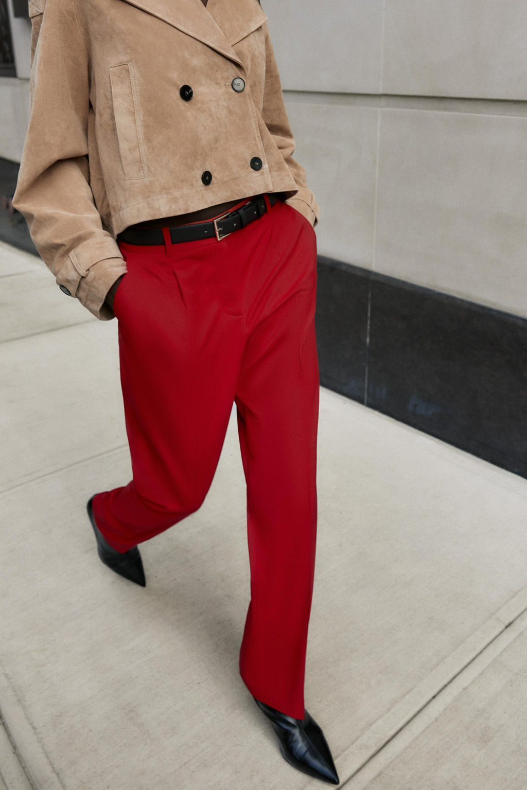 STRAIGHT-LEG TROUSERS WITH BELT - Zara фото 3