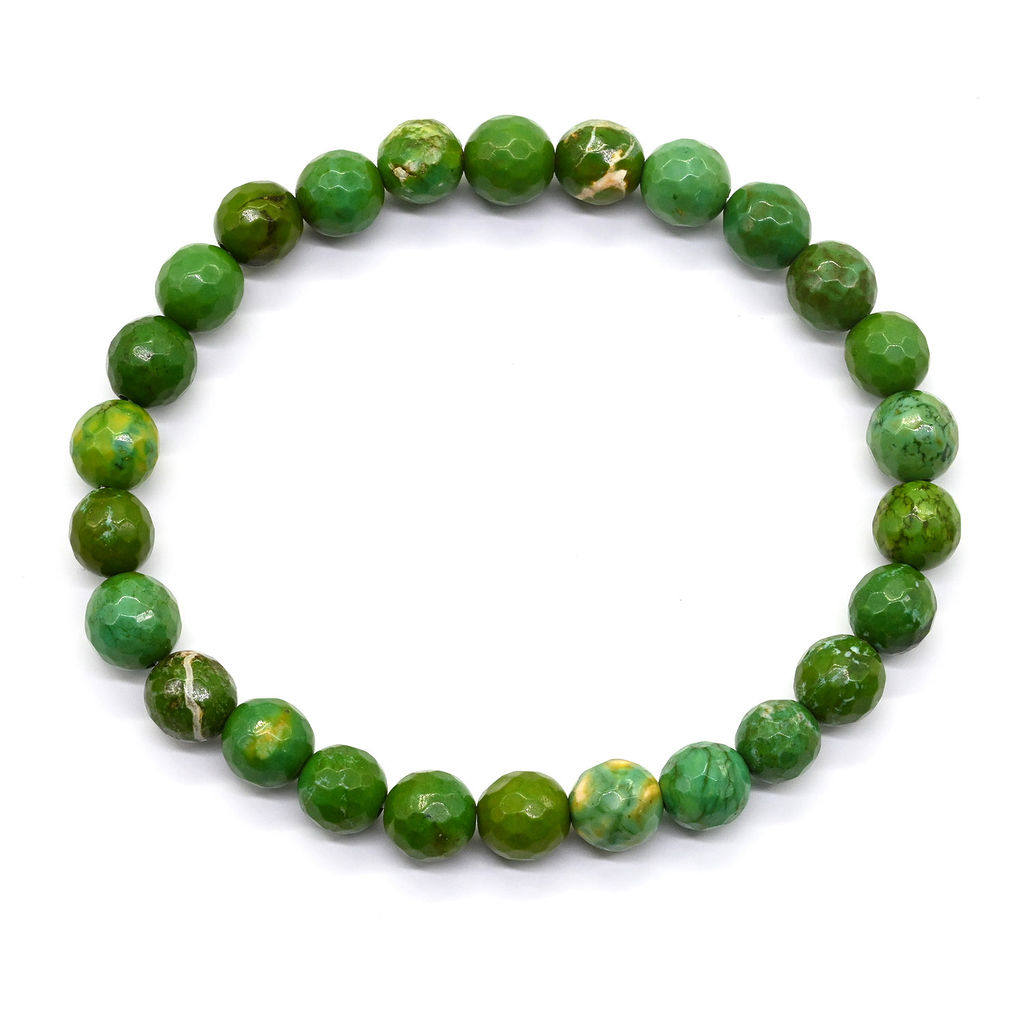 Браслет из бирюзы иранской шарик граненый 8мм, 17см