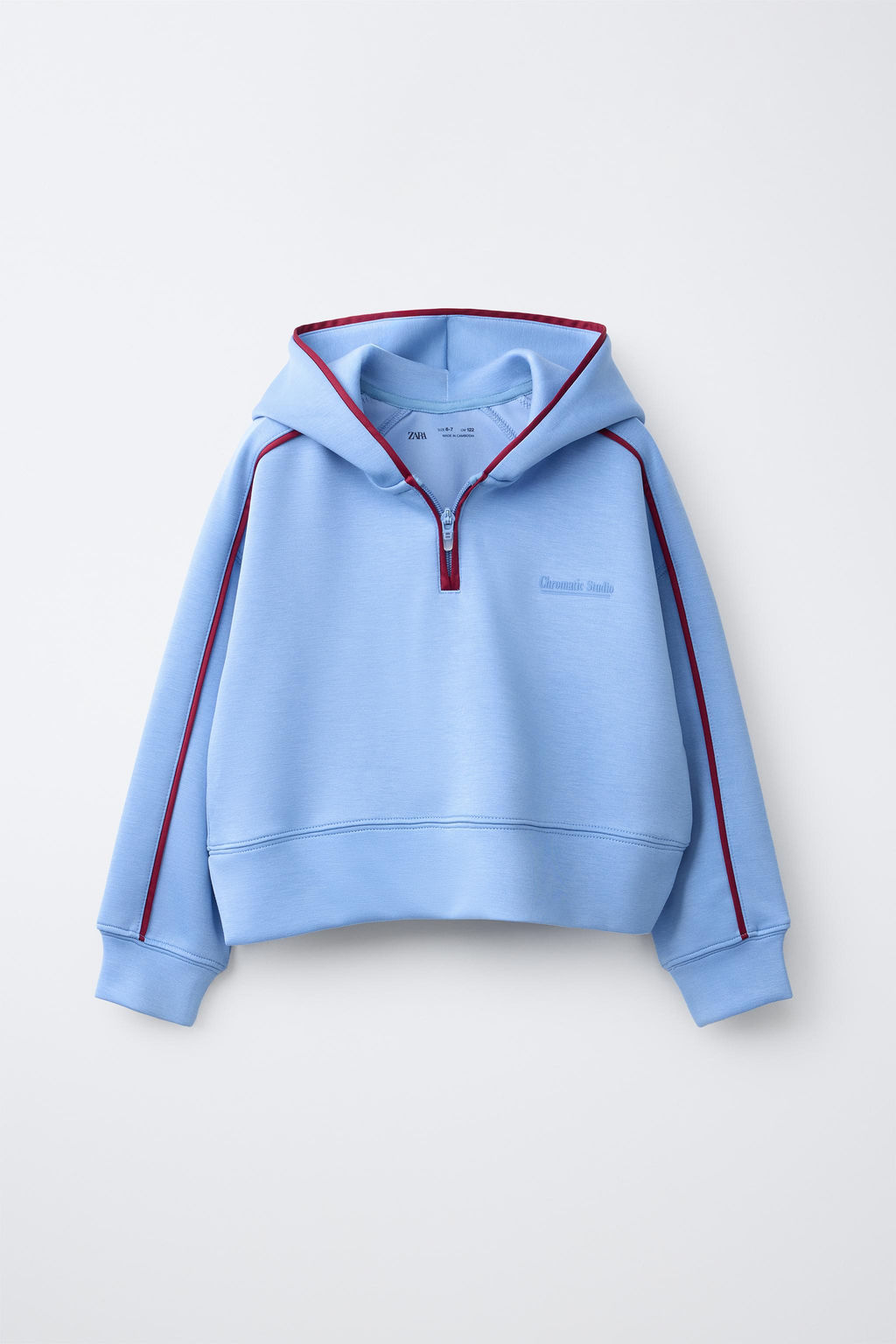 SUDADERA CAPUCHA CONTRASTE / Azul claro - Zara фото 2