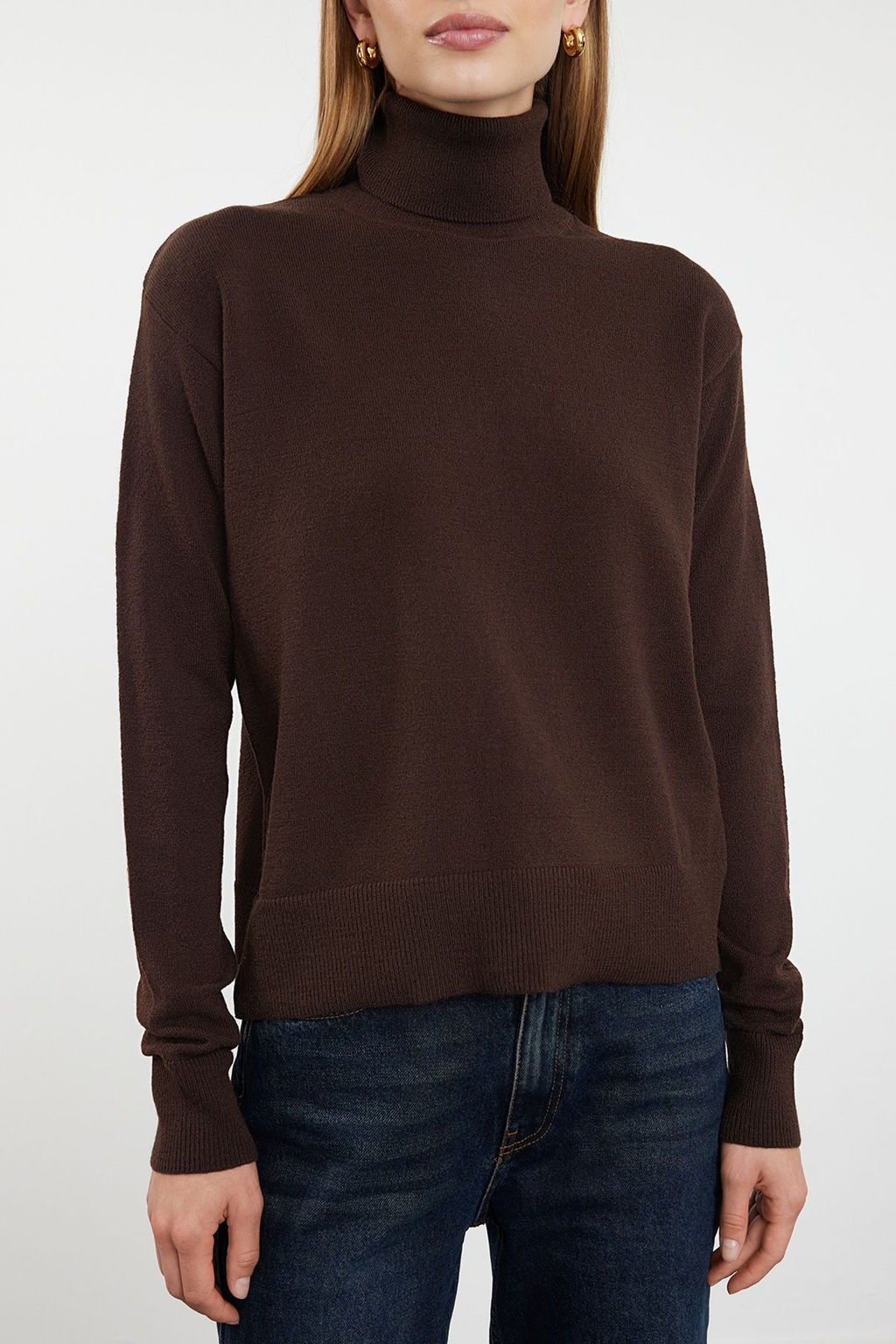 Koyu Kahverengi Yunlu Bal?kc? Yaka Triko Kazak TWOAW25KZ00026 - Trendyolmilla фото 3