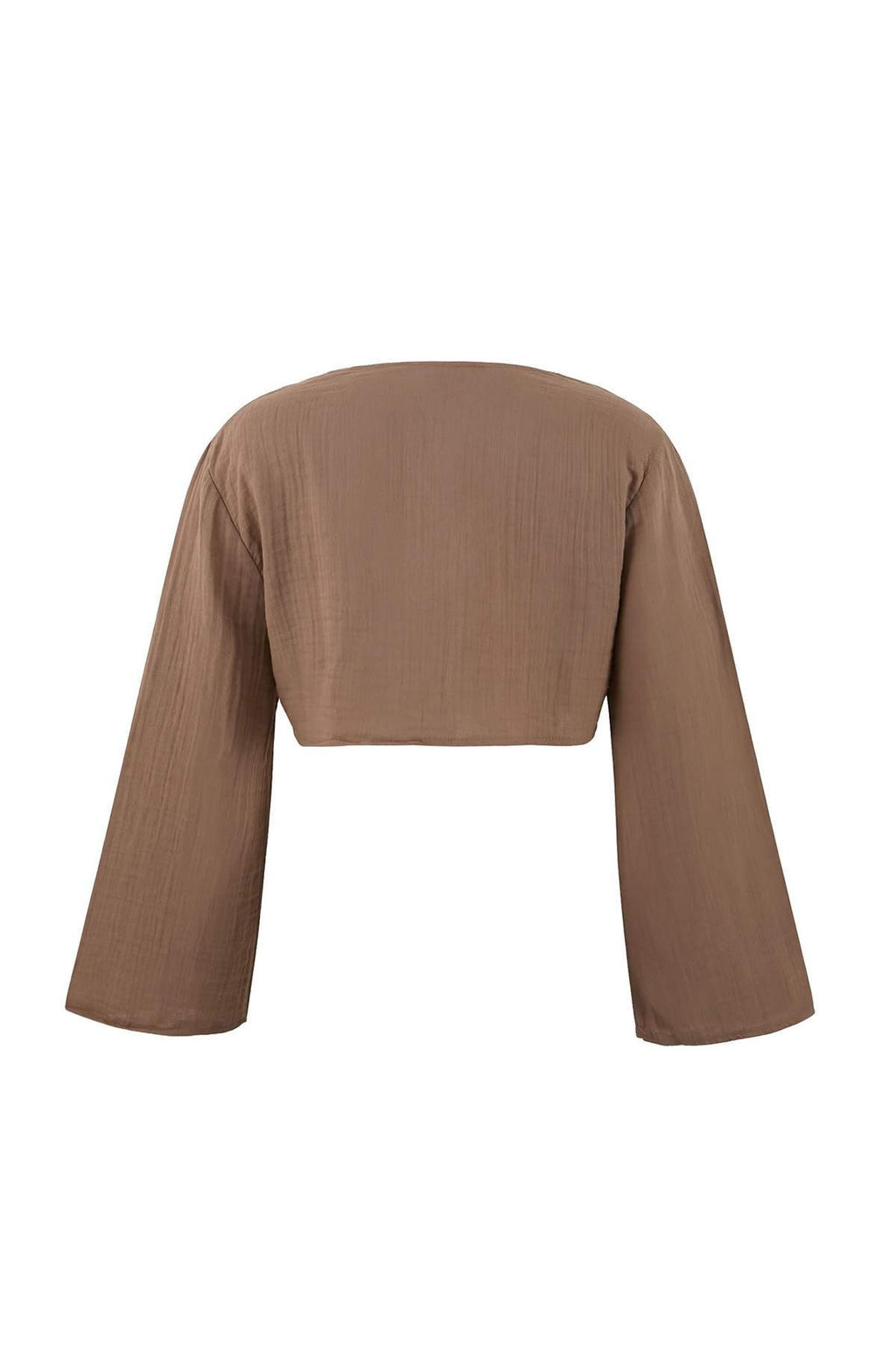 Ekru Dokuma Baglama Detayl? Crop Muslin 100% Pamuk Plaj Gomlek TBESS26GO00001 - Trendyolmilla фото 12