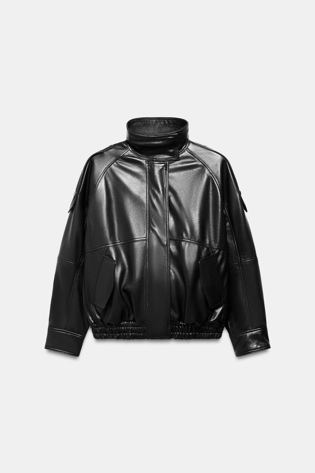 CHAQUETA PIEL 100% ZW COLLECTION / Negro - Zara фото 3