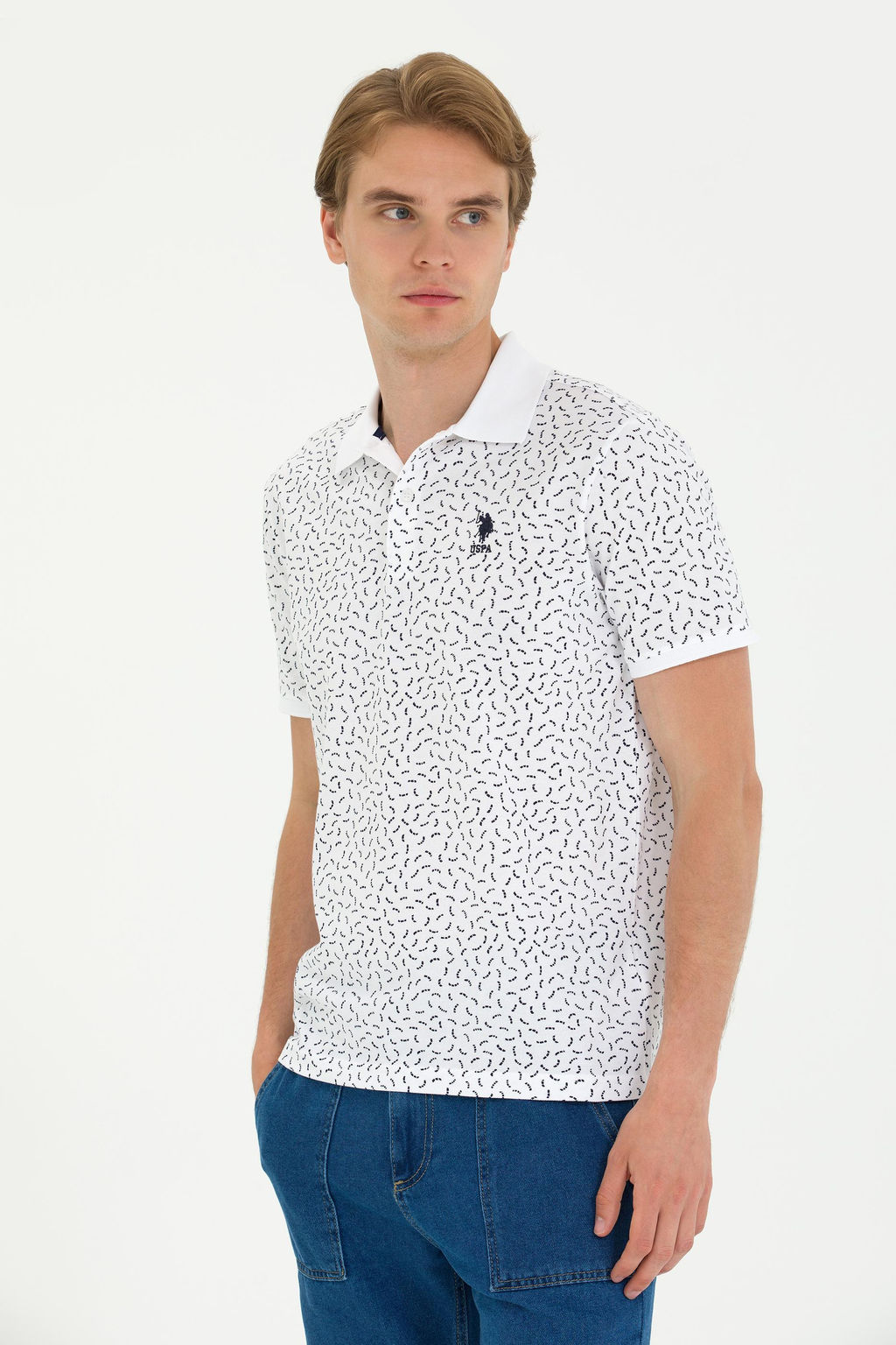 Мужская темно-синяя футболка с воротником-поло - U.s. polo assn фото 3