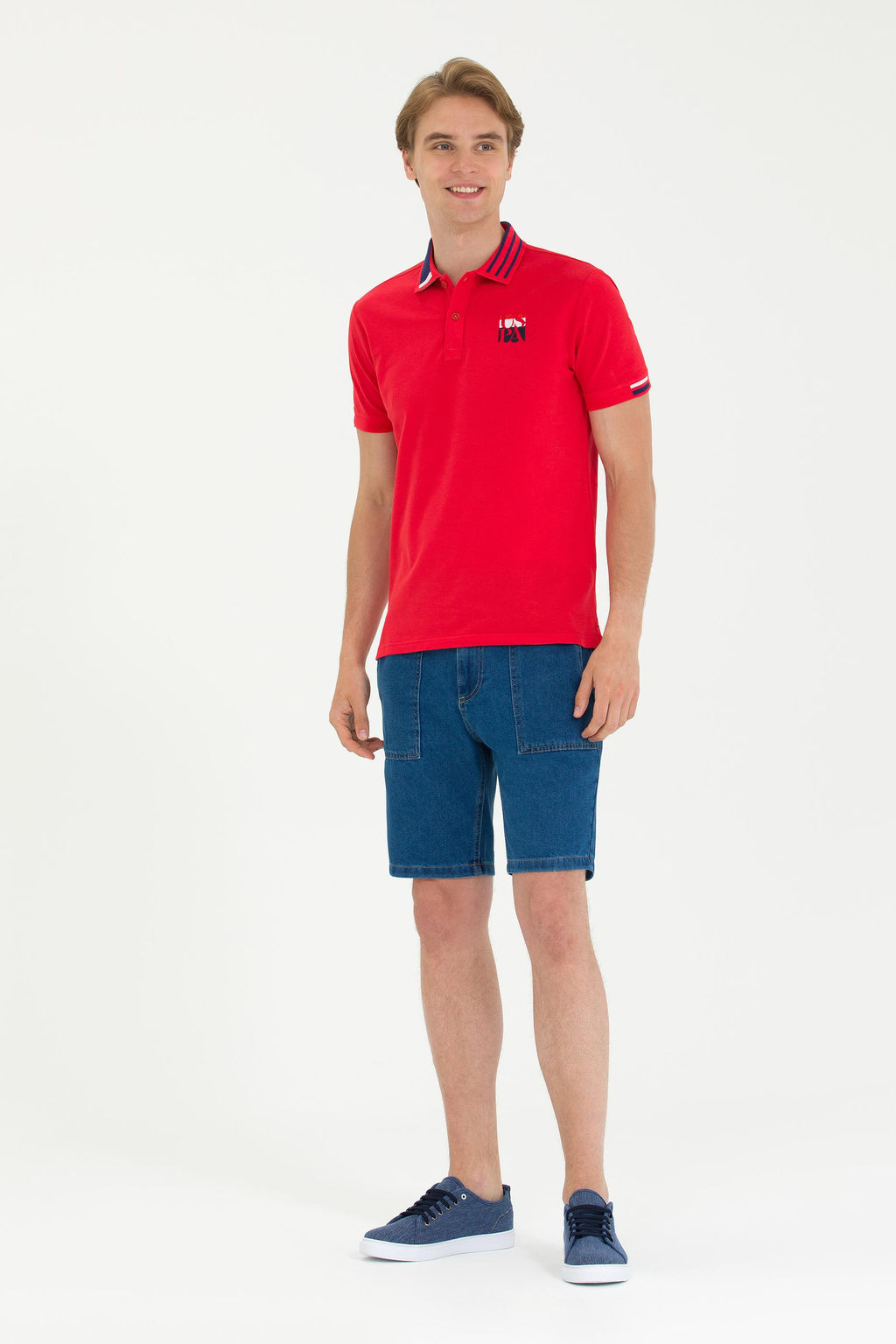 Мужская красная футболка с воротником-поло - U.s. polo assn фото 5