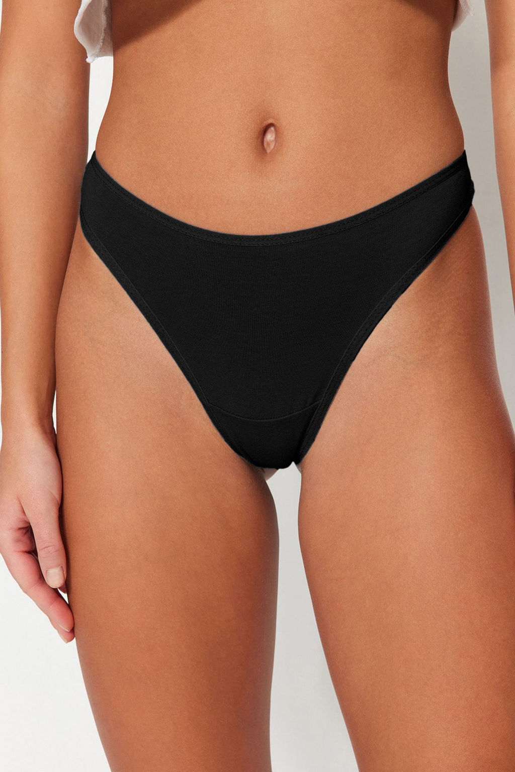 TRENDYOLMILLA Siyah-Beyaz-Ten 3lu Paket Pamuklu Tanga Orme Kulot THMSS21KU0135  фото 39