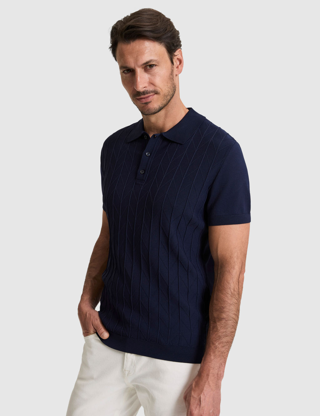 Lacivert Slim Fit D__meli Polo Yaka Triko Ti__rt