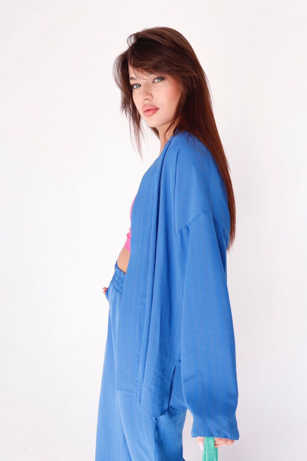 9513 Костюм из кимоно и брюк-палаццо в цвете электрик - Martichelli фото 27