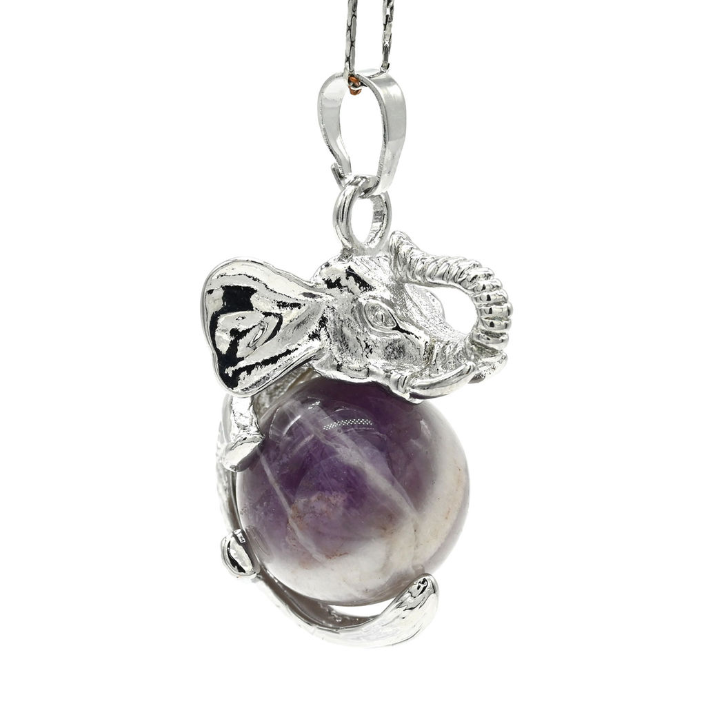 Подвеска Слон на шаре 19*33мм с аметистом