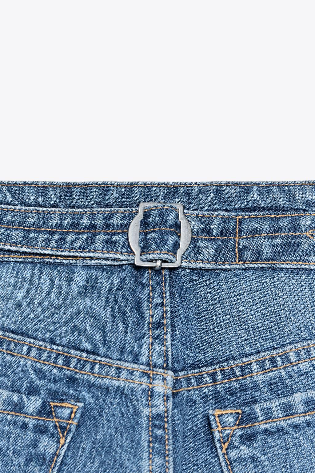 TRF MID-WAIST BELT LOOP DENIM BERMUDA SHORTS - Zara фото 16