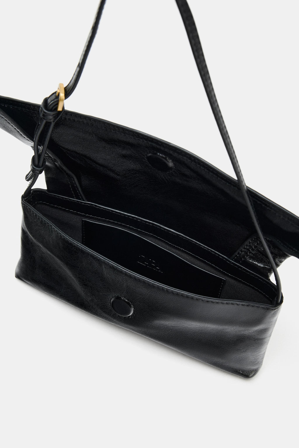 LEATHER SHOULDER BAG WITH FLAP - Zara фото 6