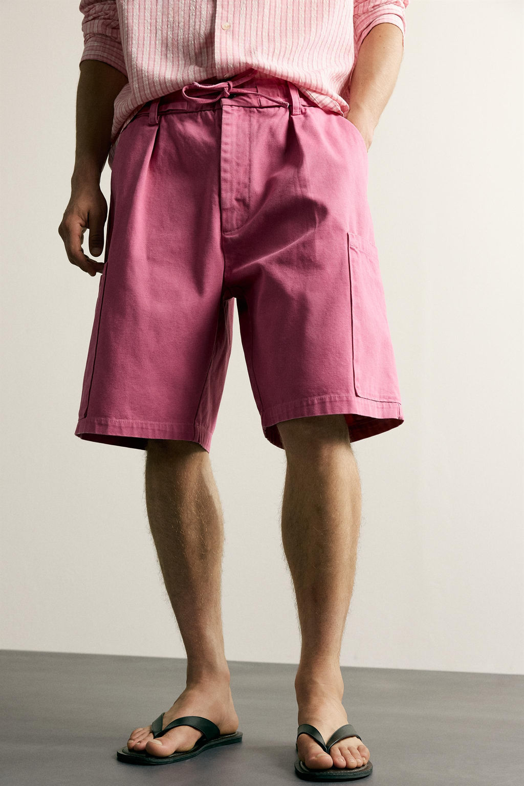 BERMUDA CARGO LAVADA RELAXED FIT / Magenta - Zara фото 5