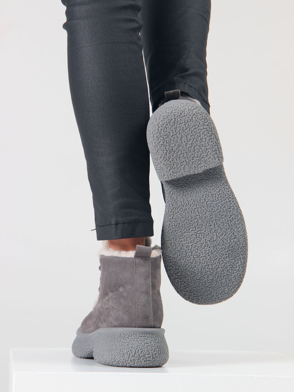 Ботинки 308.агата gr. серый замок замша/Мех