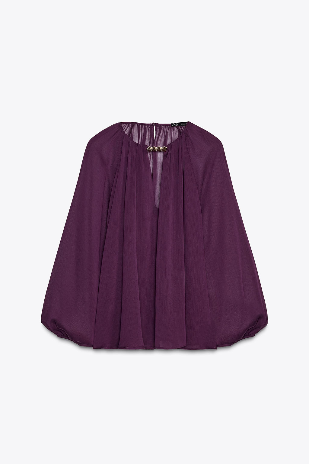 SEMI-SHEER BLOUSE WITH TRIM - Zara фото 6