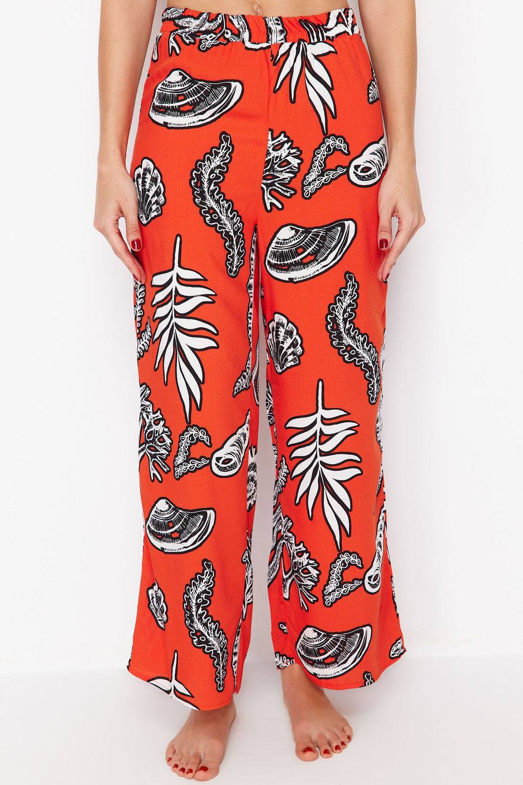 TRENDYOLMILLA Cicek Desenli Dokuma Plaj Pantolon TBESS24PL00021 фото 3