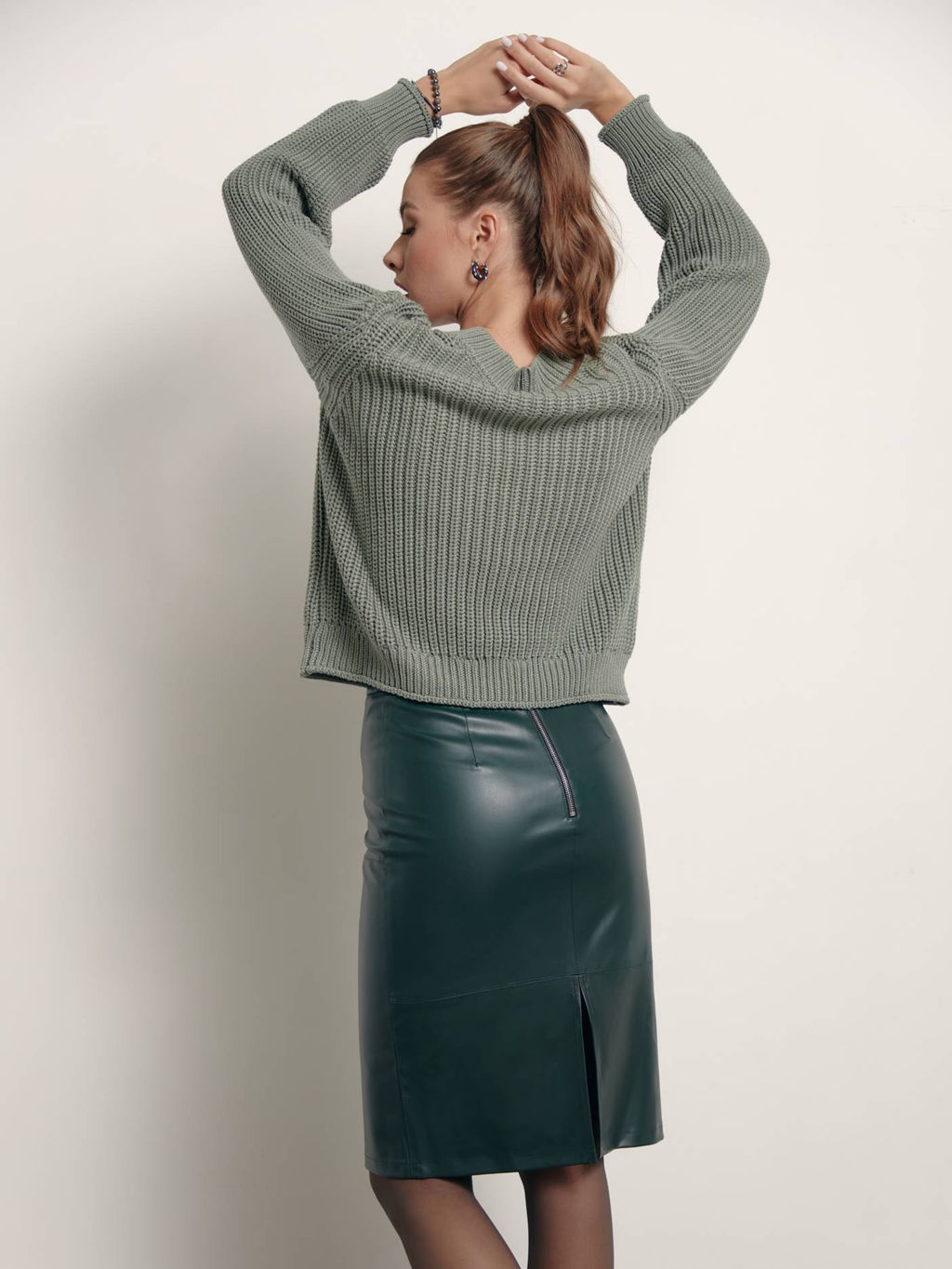 CONTE Юбка под кожу с разрезом сзади LU 1410 emerald emerald