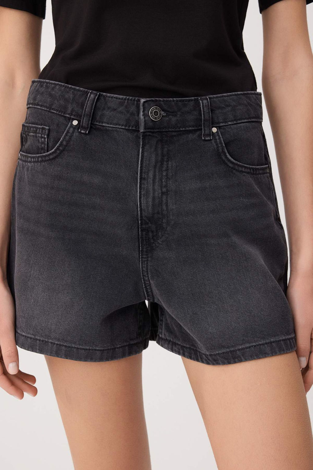 Antrasit Yuksek Bel %100 Pamuk Denim City Sort TWOSS26SR00050 - Trendyolmilla фото 7