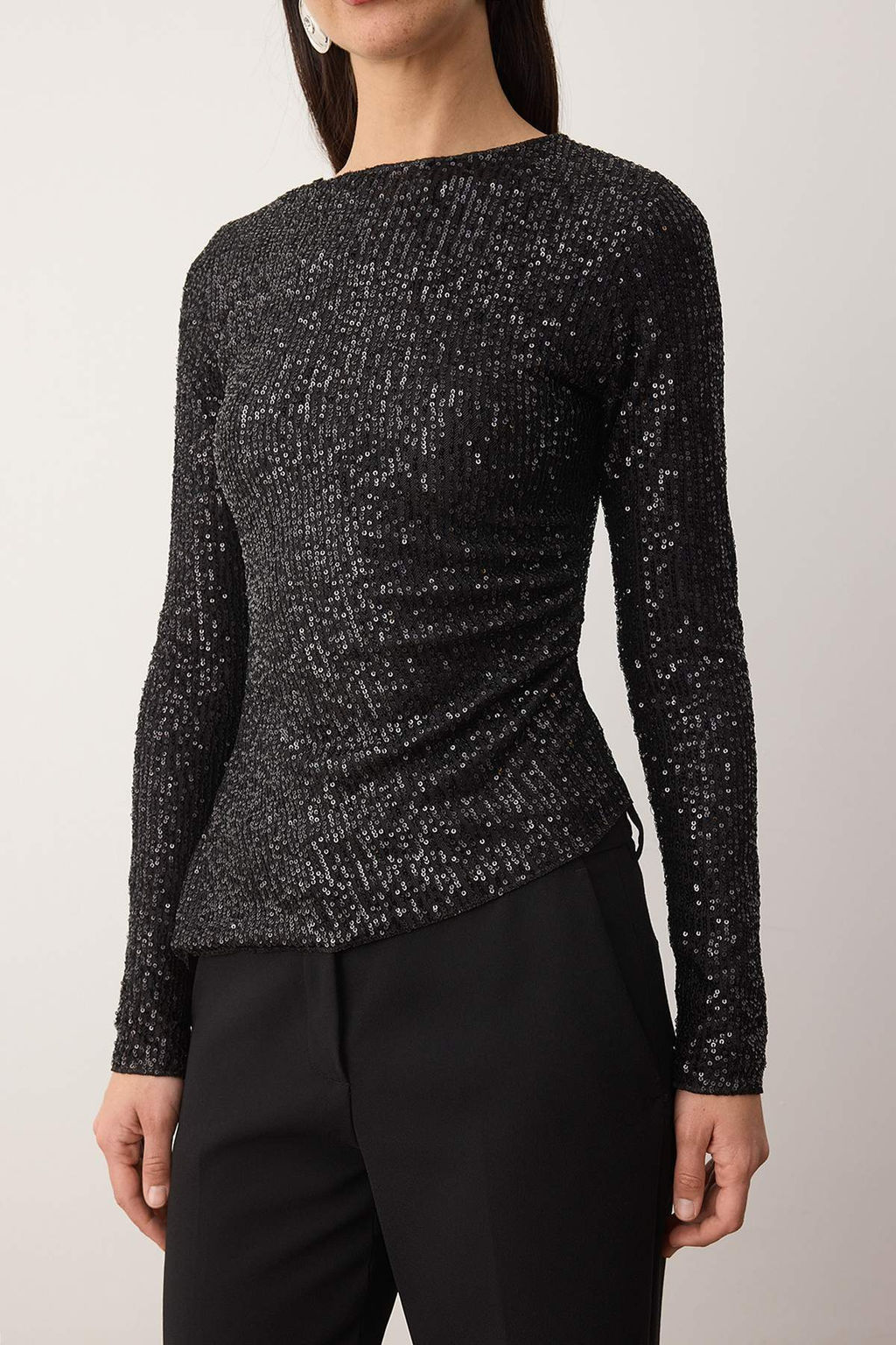 Siyah Kay?k Yaka Orme Party Bluz TPRAW26BZ00067 - Trendyolmilla фото 3