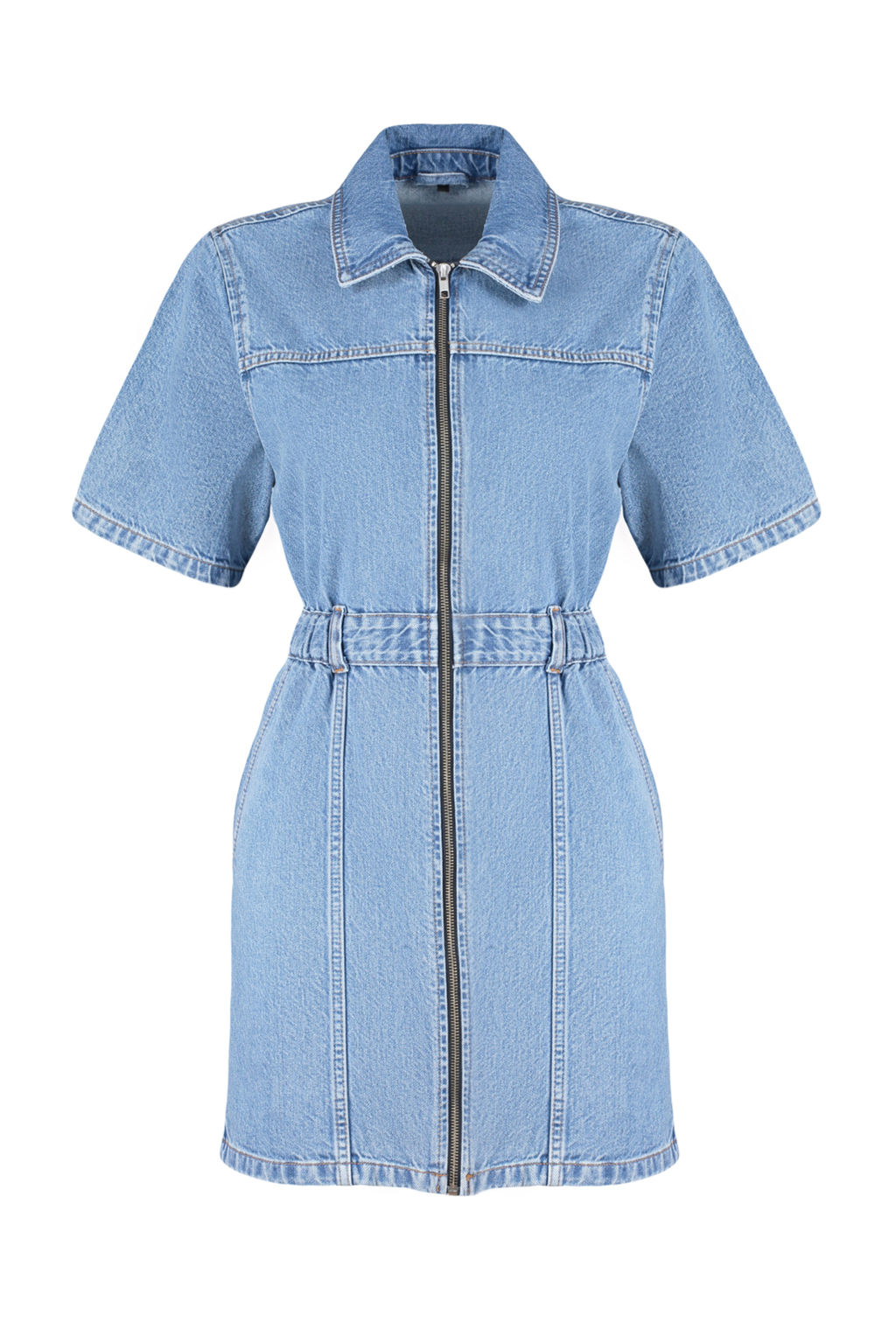 TRENDYOLMILLA Mavi Fermuar Detayl? Mini Denim Elbise TWOSS24EL00367  фото 7