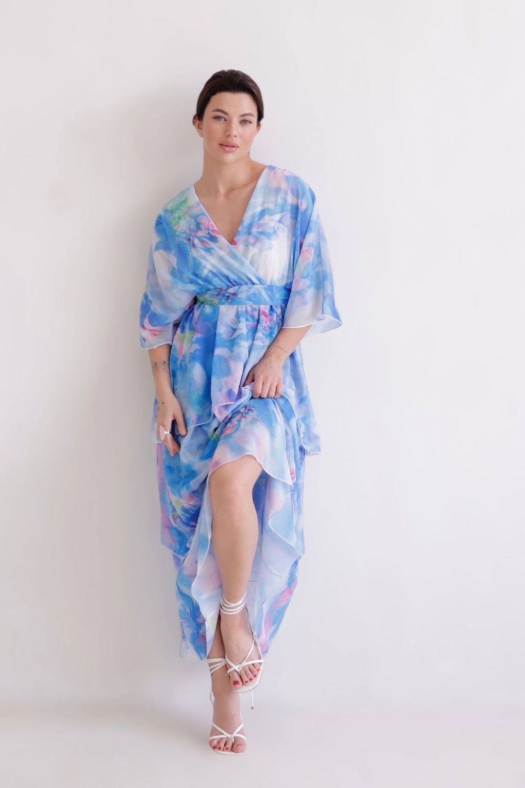 Martichelli Платье голубое с принтом воздушное  фото 2