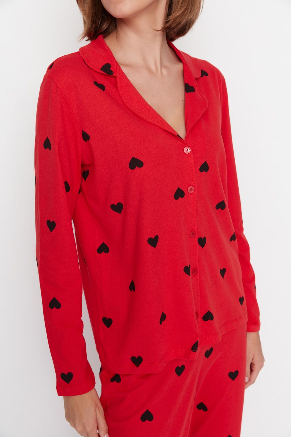 Trendyolmilla Lacivert %100 Pamuklu Kalpli Orme Pijama Tak?m? THMAW21PT0548 фото 3