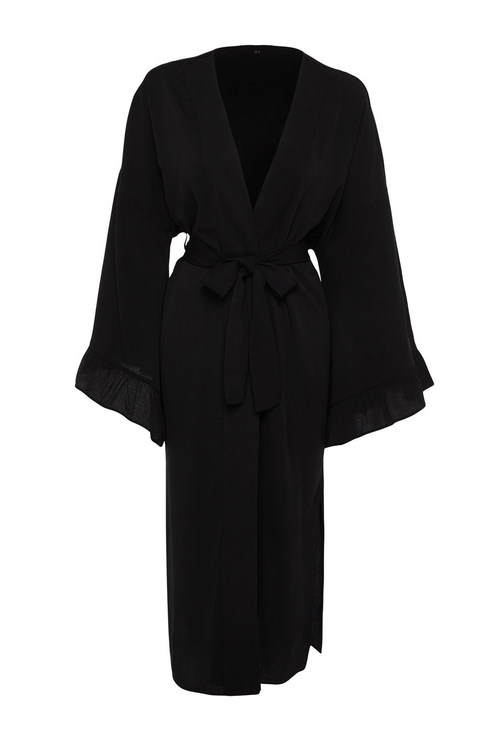 Plaj Giyim Siyah Kusakl? Maxi Dokuma F?rf?rl? Flaml? Pamuk Kimono&Kaftan TBESS24KM00026 - Trendyolmilla фото 7