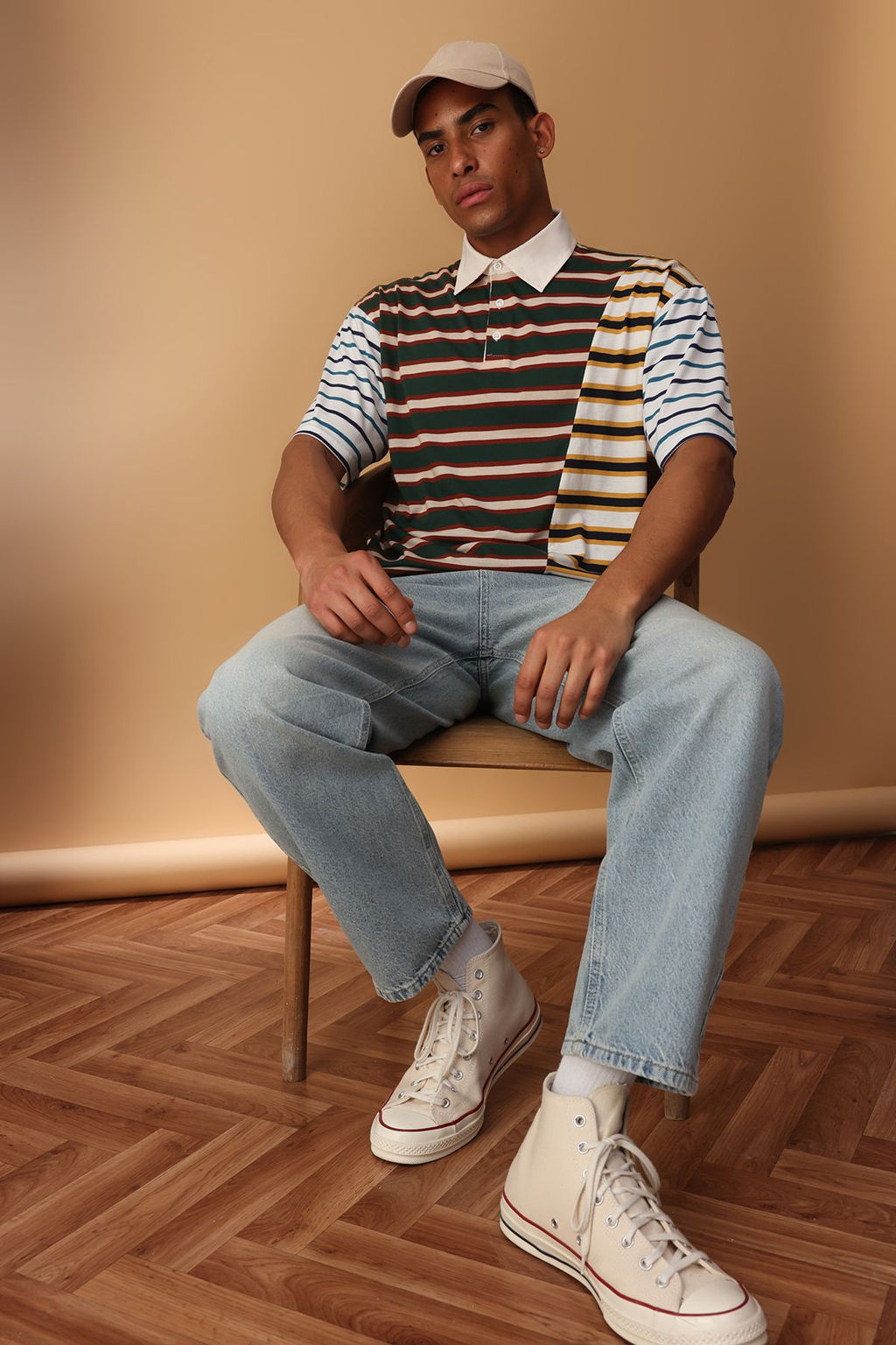 TRENDYOL MAN Cok Renki Oversize/Genis Kesim Cizgili Polo Yaka T-shirt TMNSS25PO00038