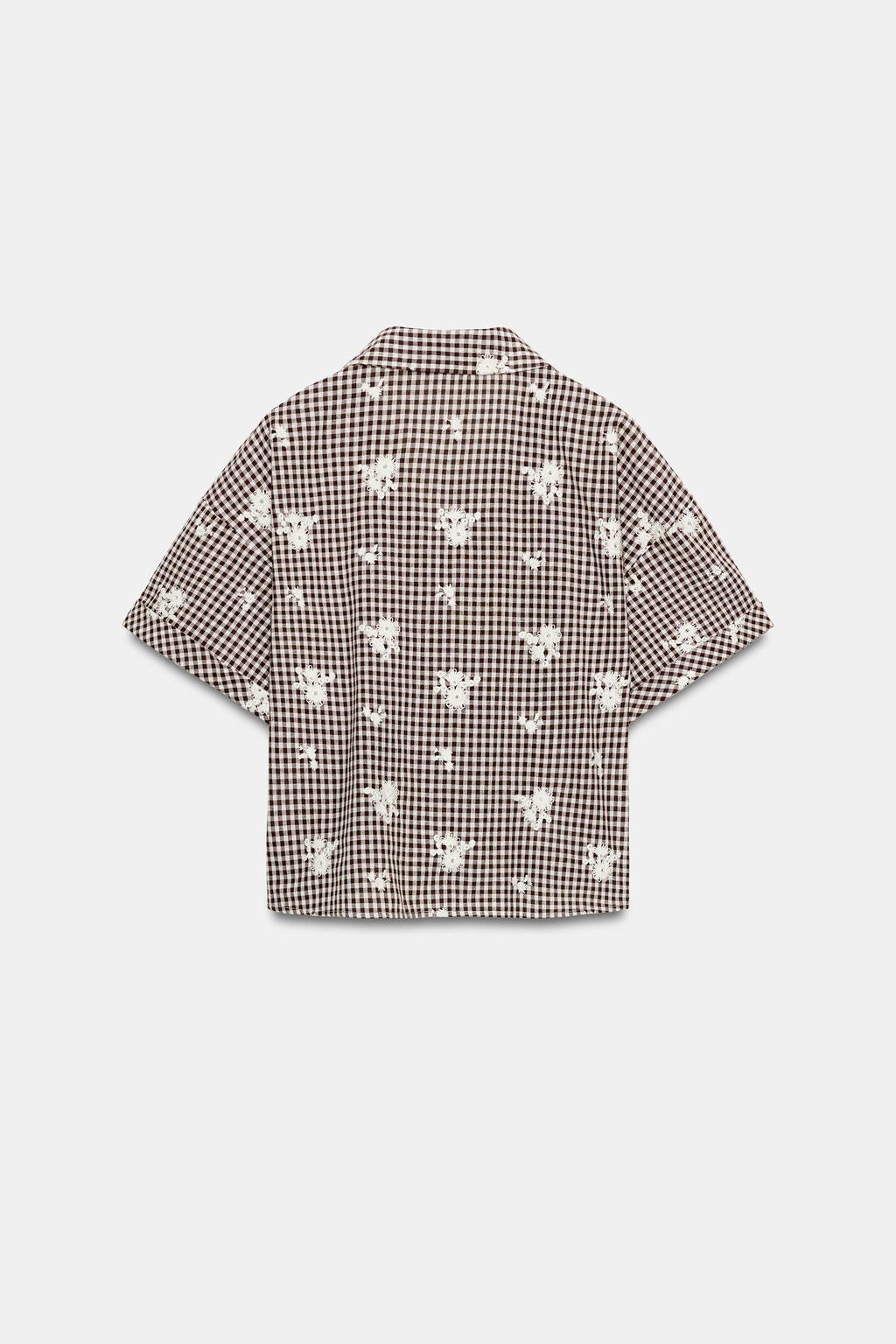 CAMISA CUADROS BORDADOS / Marr?n / Crudo