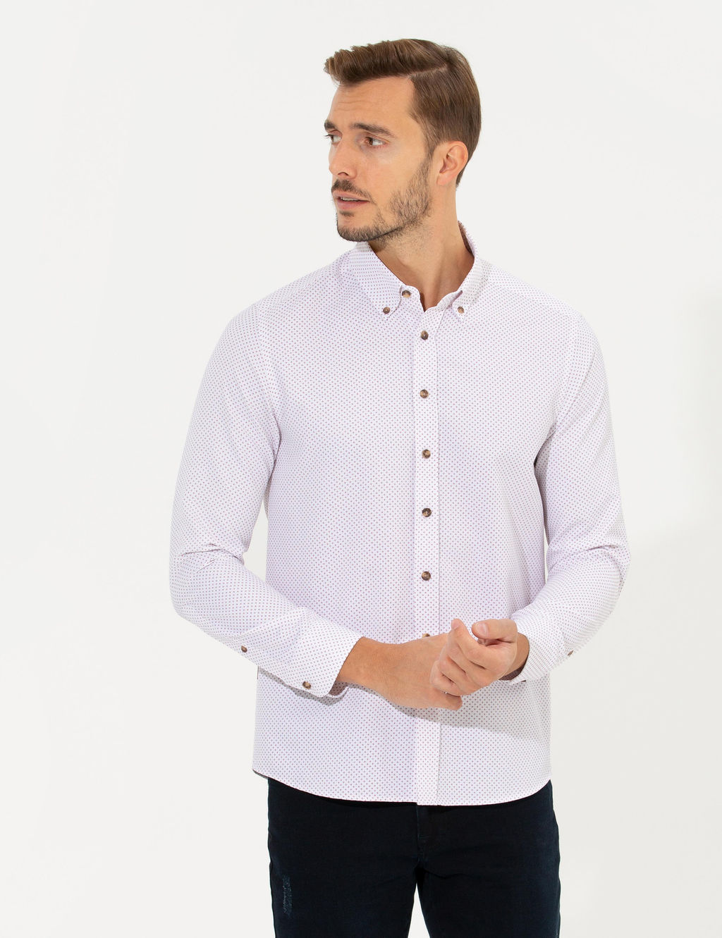 Bordo Slim Fit Uzun Kollu G_mlek - Pierre cardin фото 3