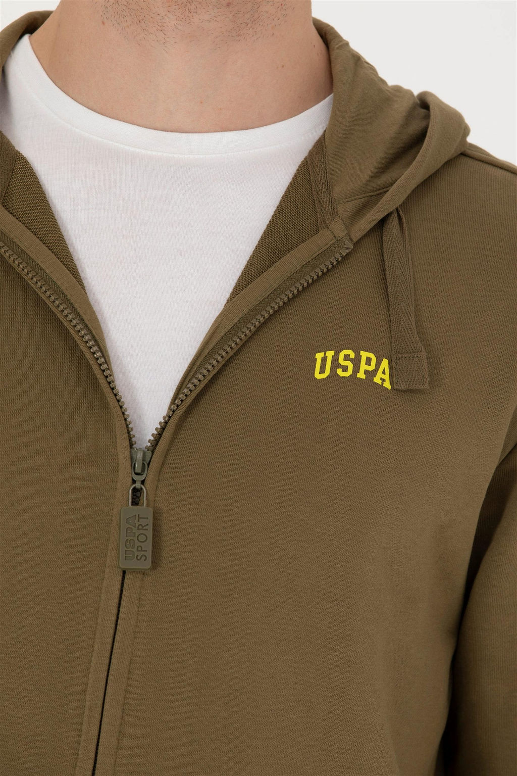 U. S. Polo Assn Мужской вязаный кардиган цвета хаки с капюшоном - U.s. polo assn фото 14