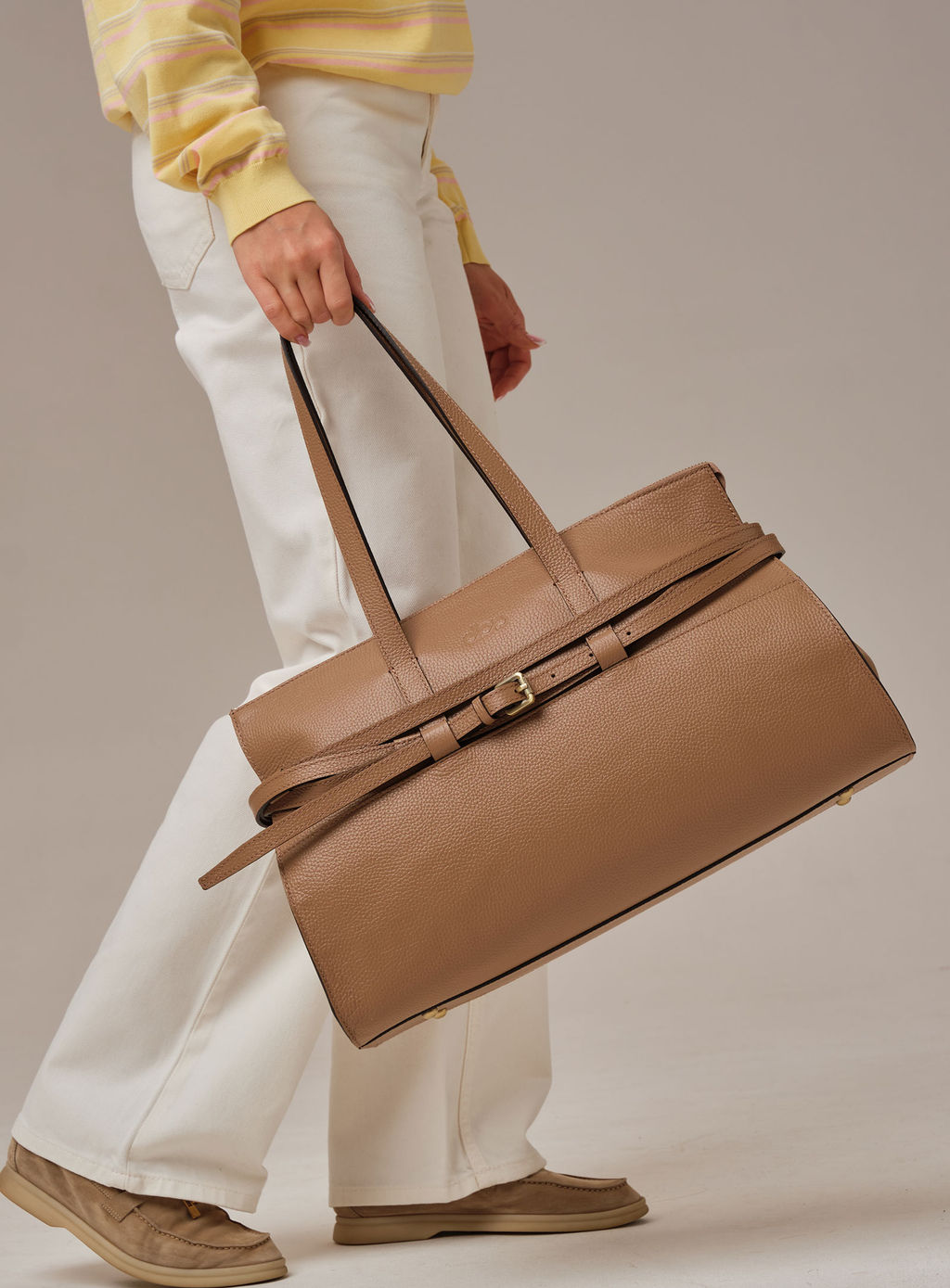 Кожаная сумка Rumi DBR 31152 коричневый капучино фото 7