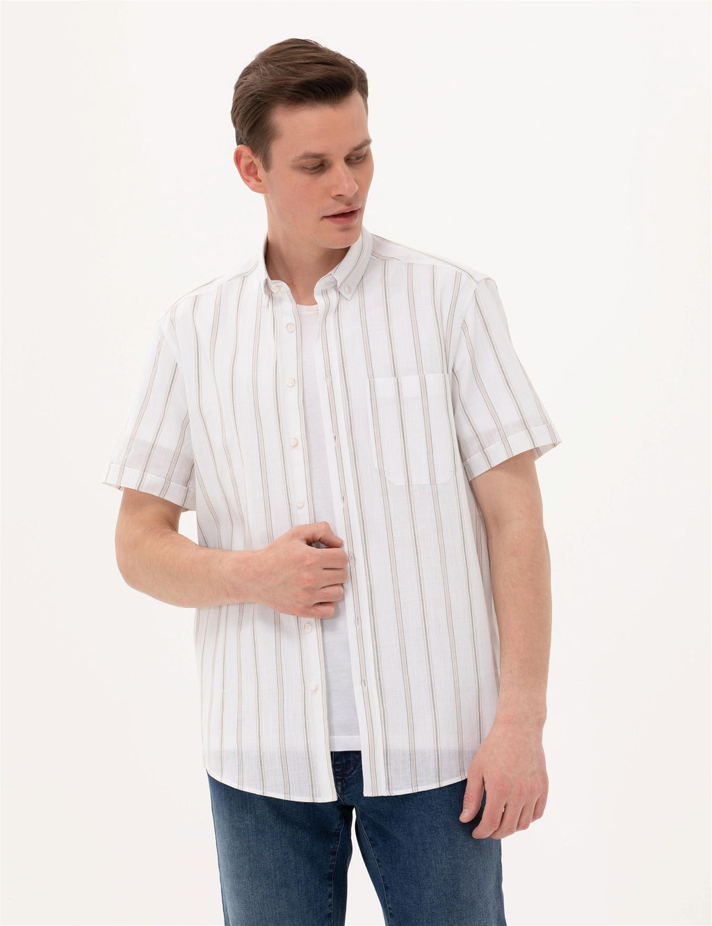 Haki Comfort Fit K_sa Kollu G_mlek