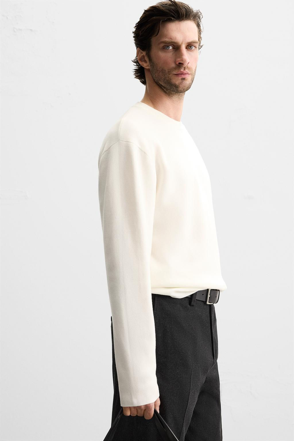 COTTON BLEND TEXTURED SWEATER - Zara фото 21