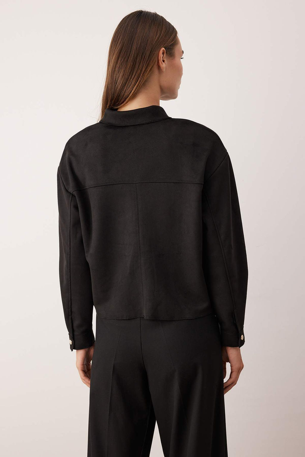 Siyah Gold Dugme Detayl? Suet Gomlek Ceket TWOAW26CE00016