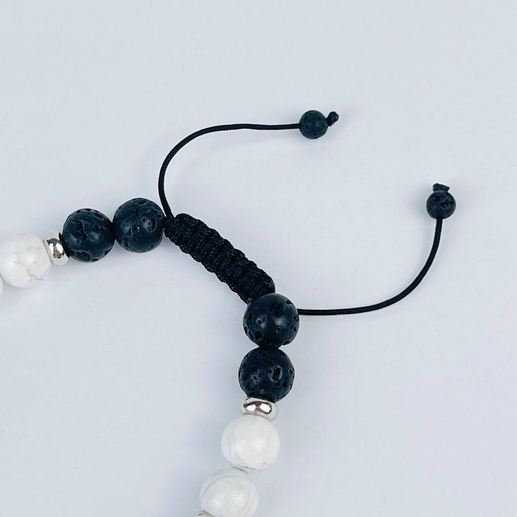 Браслет регулируемый из Лавы, Говлити и Содалита от 19 см