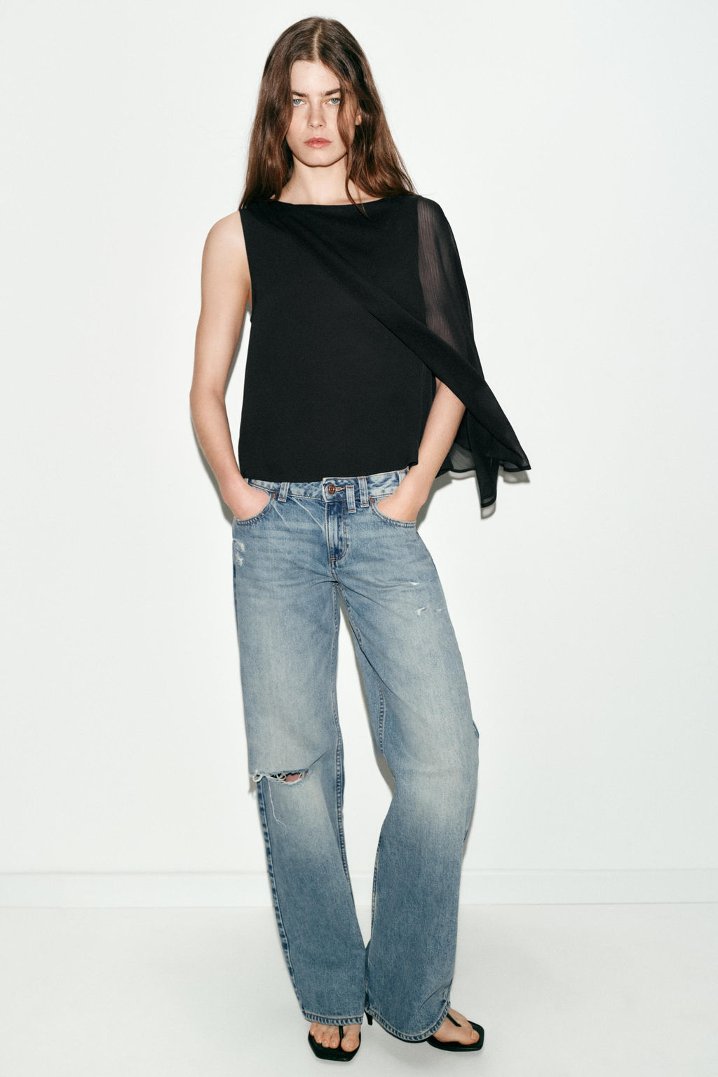 BLUSA COMBINADA CAPA / Negro