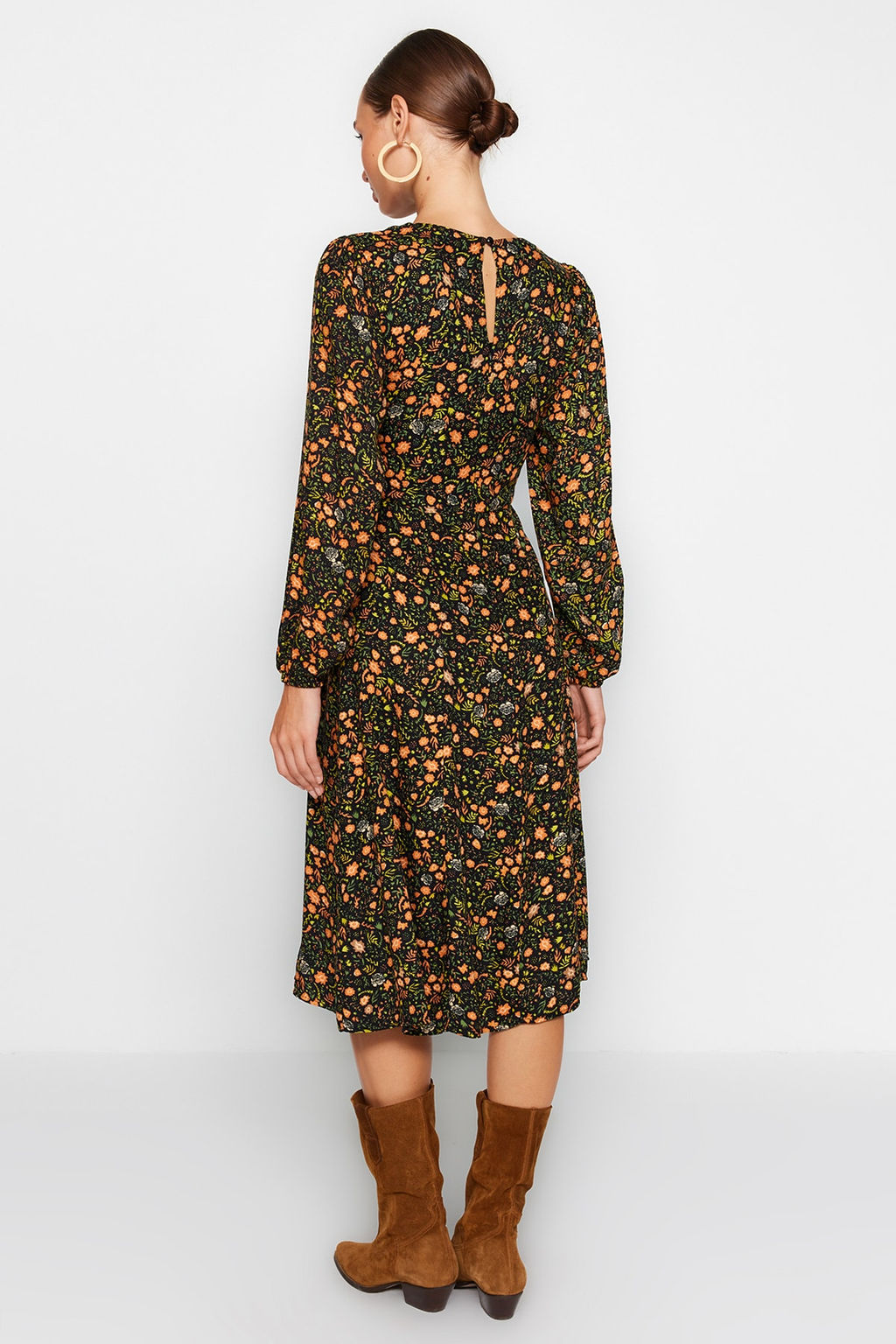 TRENDYOLMILLA Cok Renkli Y?rtmacl? Desenli Dokuma Elbise TWOAW23EL00325 фото 6