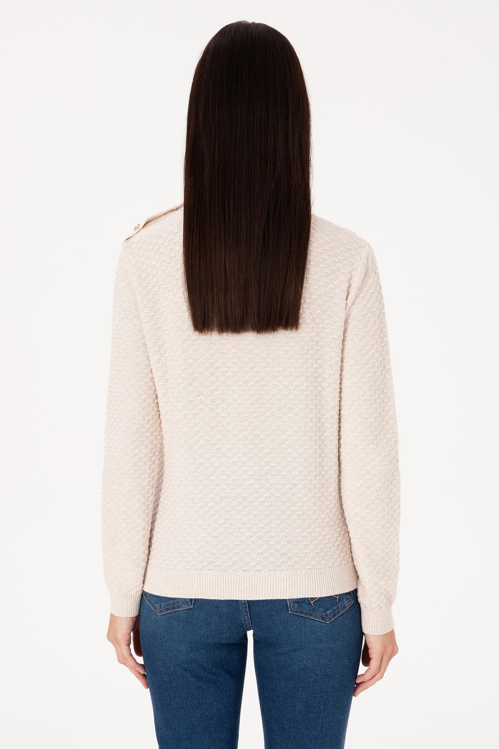 Kad_n Krem Melanj Bisiklet Yaka Kazak - U.s. polo assn фото 5