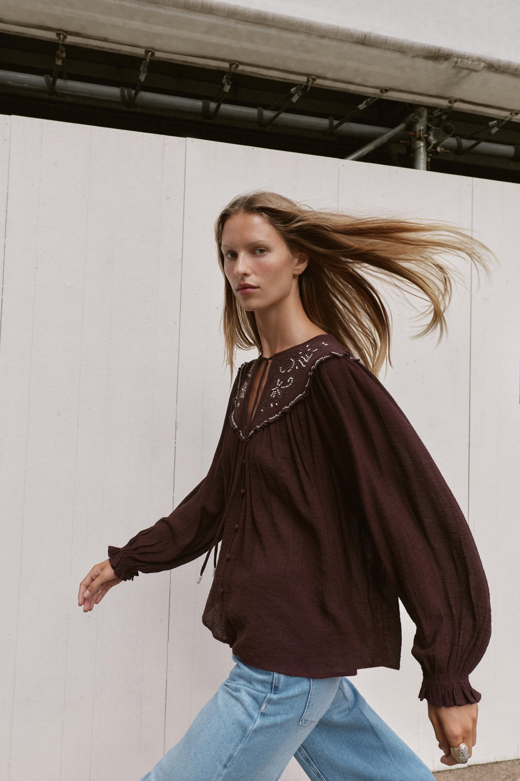 EMBROIDERED BLOUSE WITH BEADING - Zara фото 2