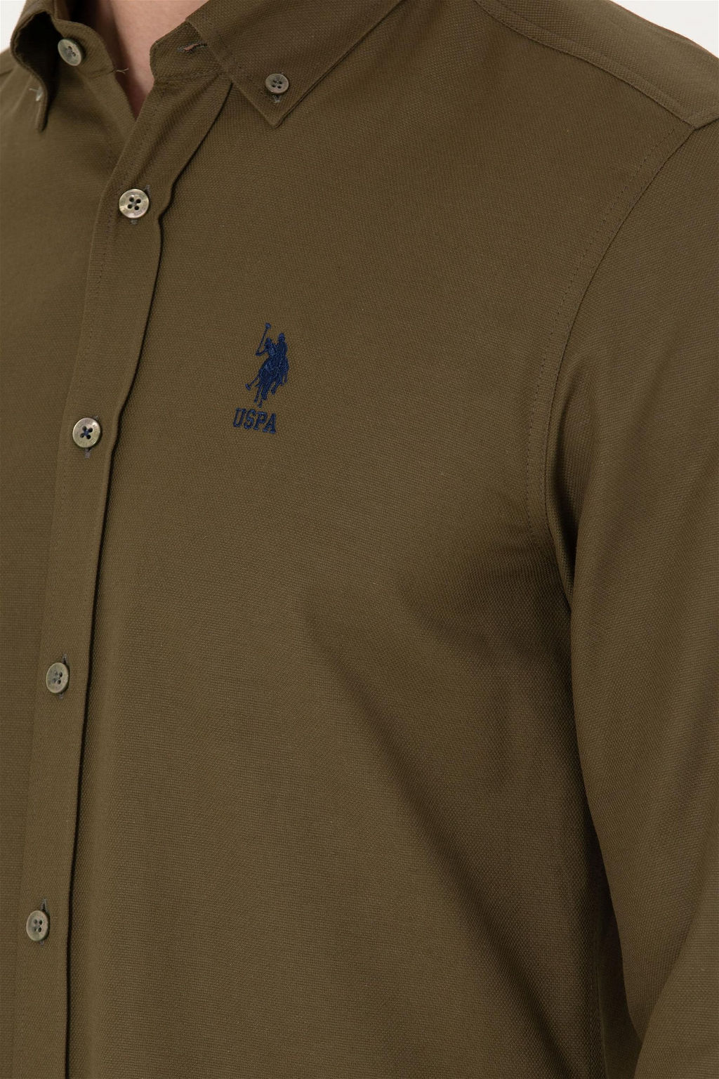 Мужская базовая рубашка цвета хаки с длинным рукавом Неожиданная скидка в корзине - U.s. polo assn фото 7