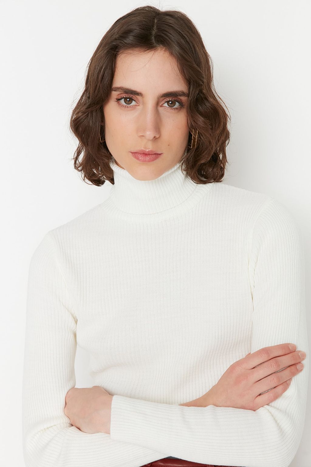 Ekru Basic Bal?kc? Yaka Triko Kazak TWOAW21KZ1279