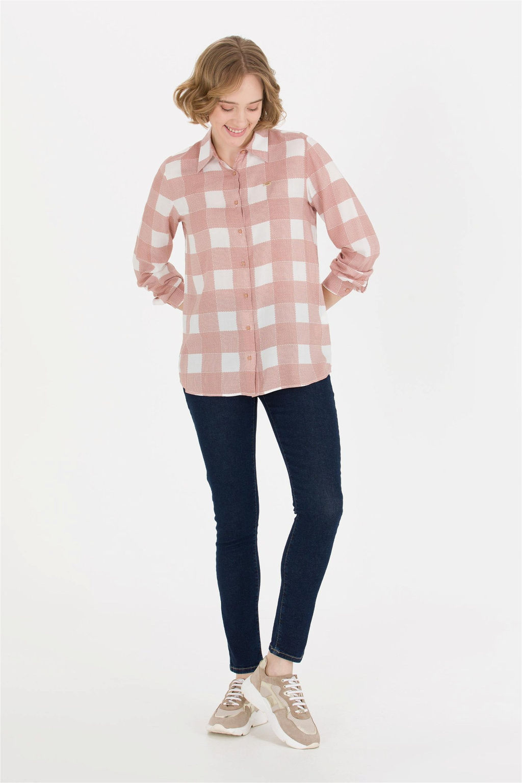 Женская пудровая рубашка с длинным рукавом Неожиданная скидка в корзине - U.s. polo assn фото 3