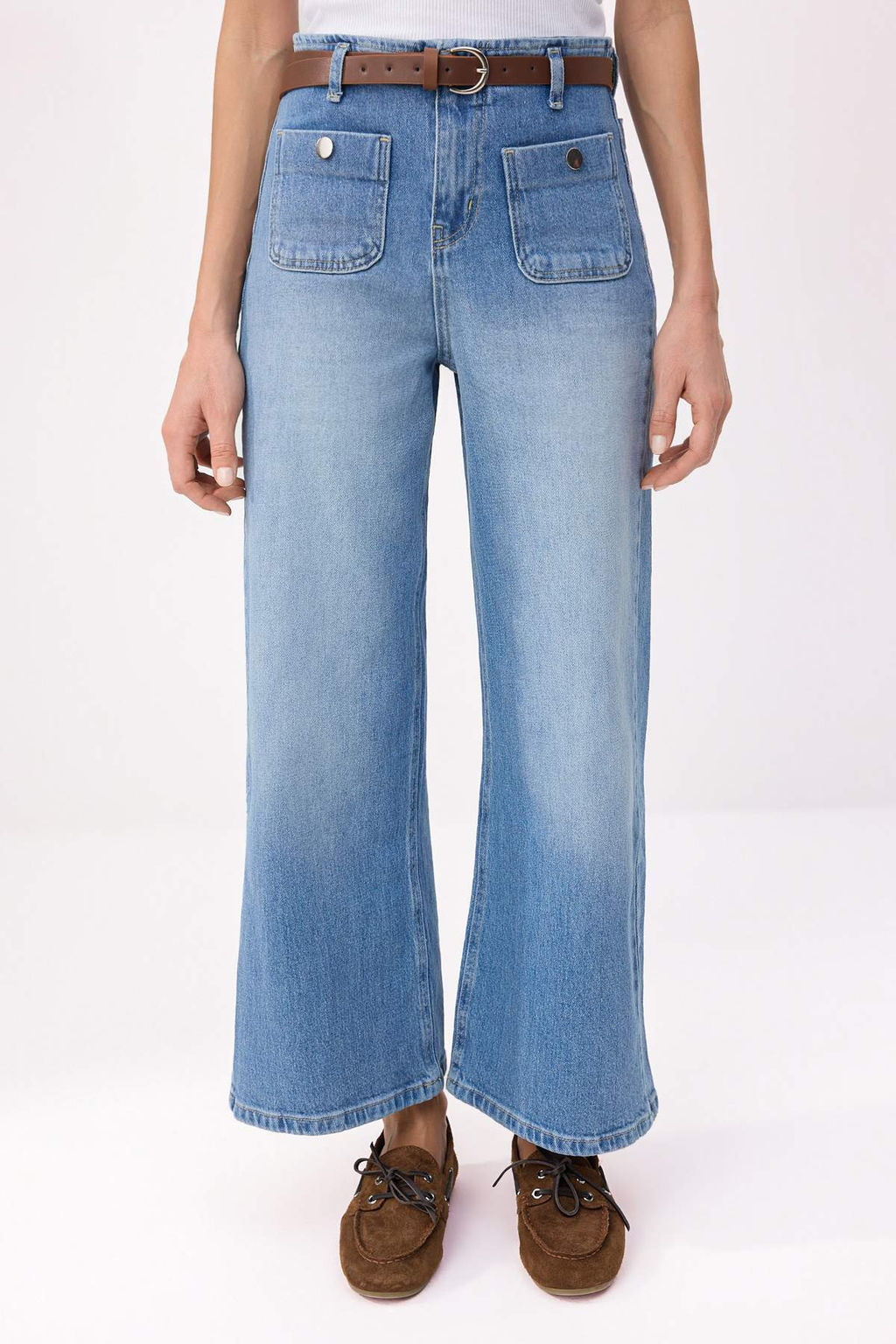 Mavi Kemerli Normal Bel Az Esnek Culotte Bilek Boy Jeans TWOSS26JE00195 - Trendyolmilla фото 3