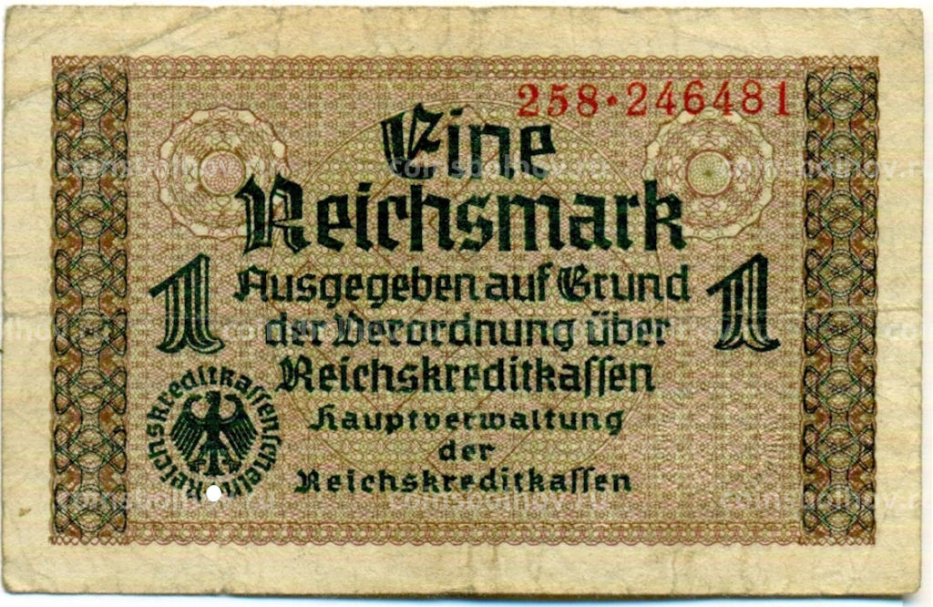 1 рейхсмарка 1939 года Германия (Для оккупированных территорий)