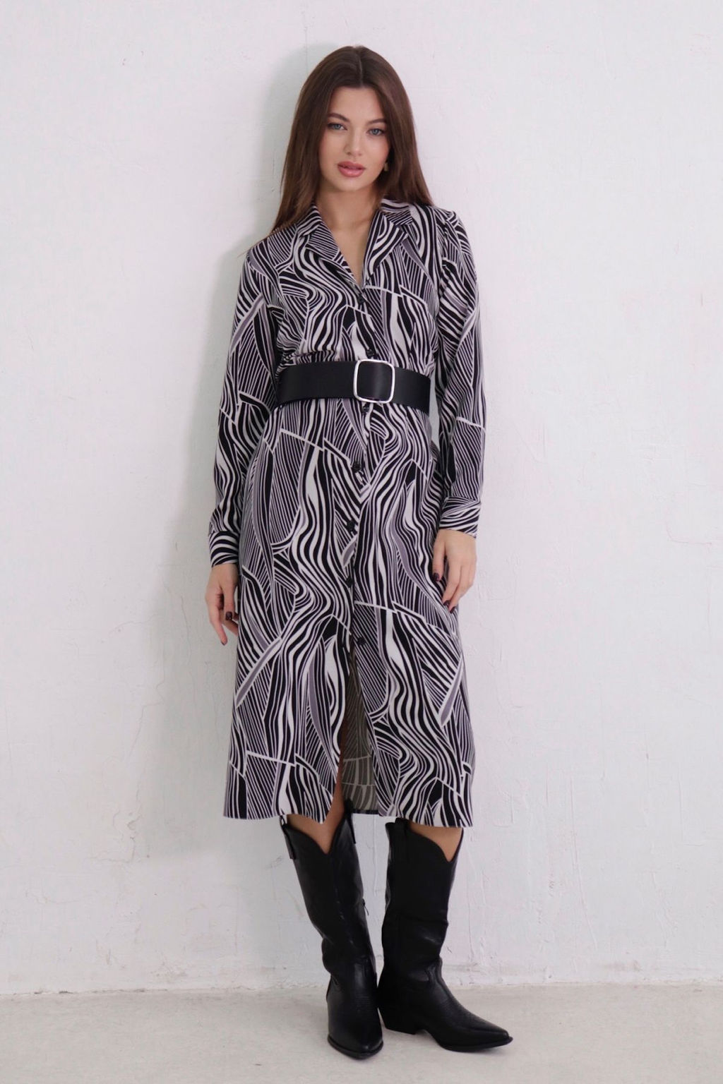 Платье-рубашка с английским воротником принт - Martichelli фото 72