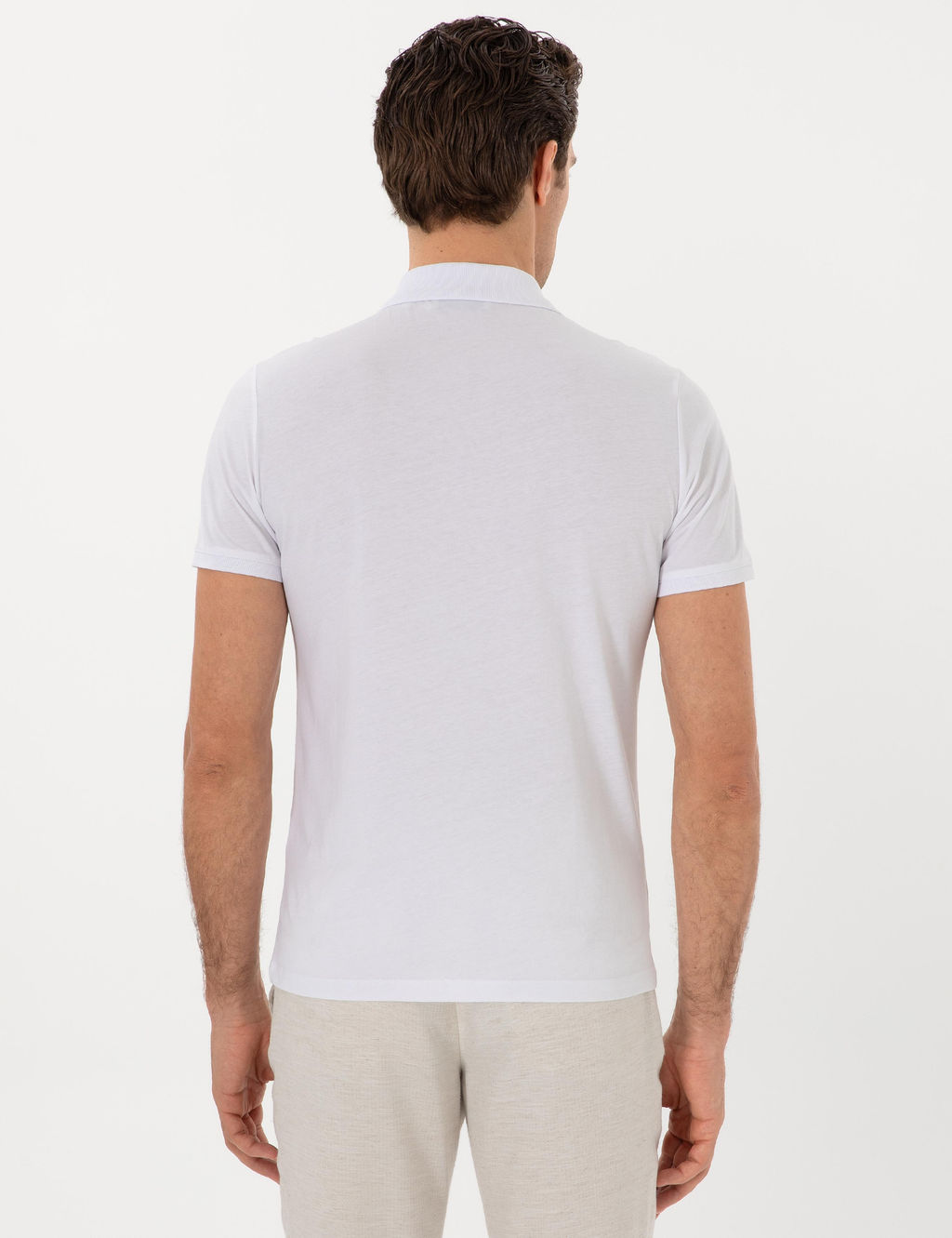 Beyaz Slim Fit Pamuk Polo Yaka T-shirt - Cacharel фото 5