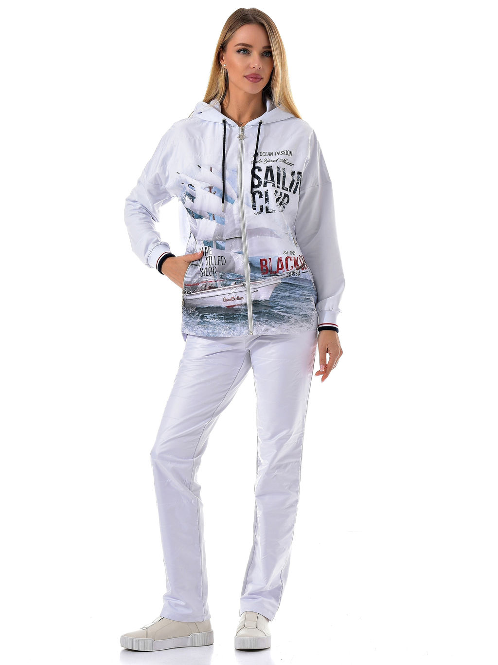 Толстовка из футера комбинированного с принтованной плащевой тканью - А+б коллекция фото 109