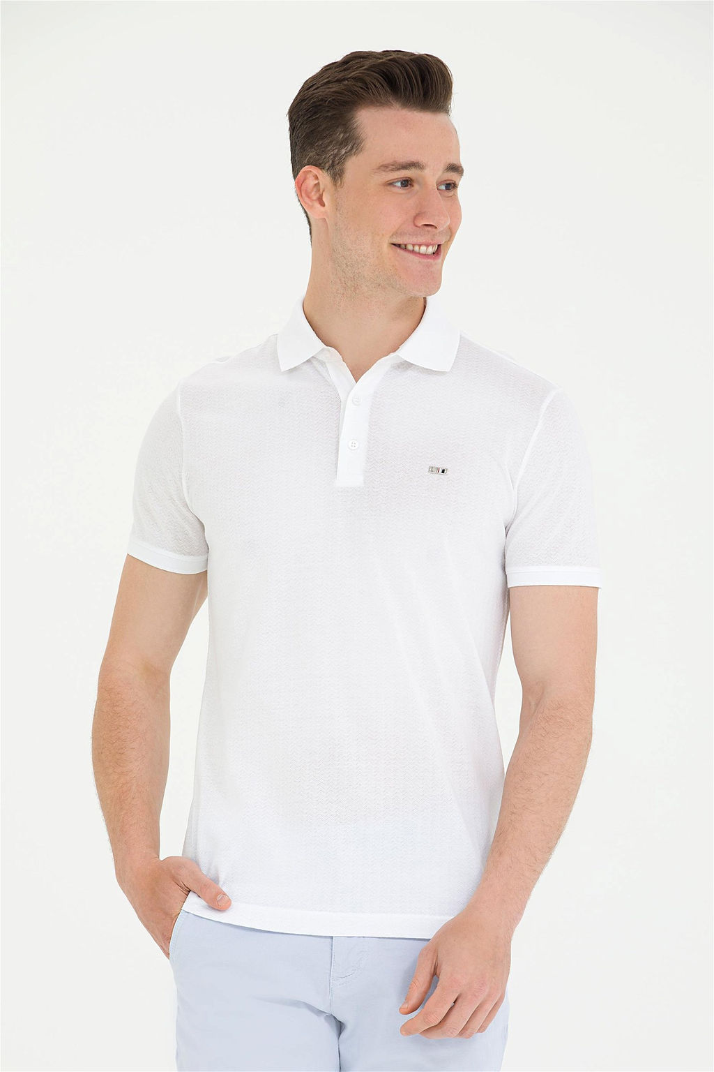 U. S. Polo Assn Мужская белая футболка с воротником-поло - U.s. polo assn фото 10