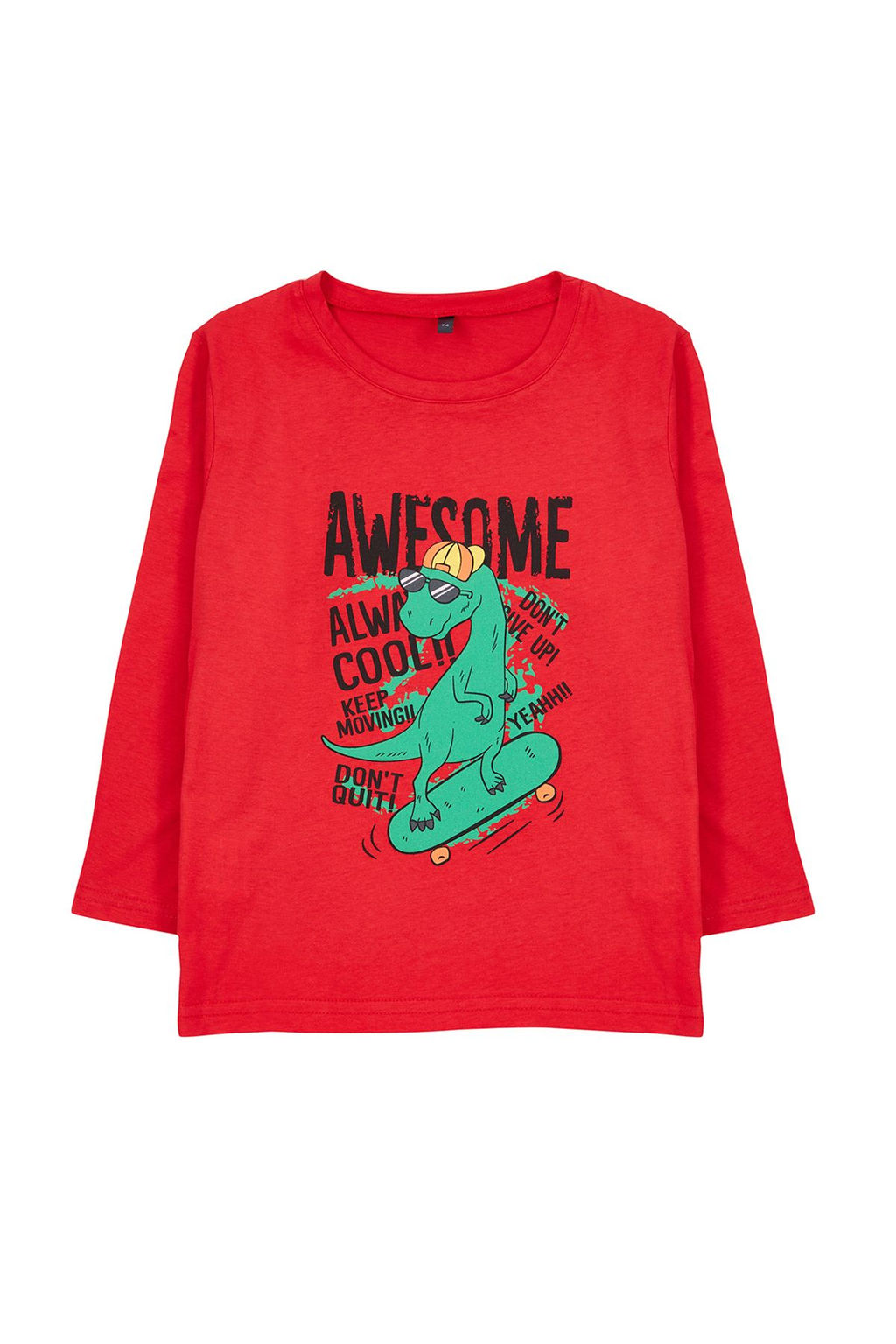 Lacivert Erkek Cocuk Hayvan Desenli Bisiklet Yaka Pamuklu Orme T-Shirt TKDAW25TS00009 - Trendyolmilla фото 2