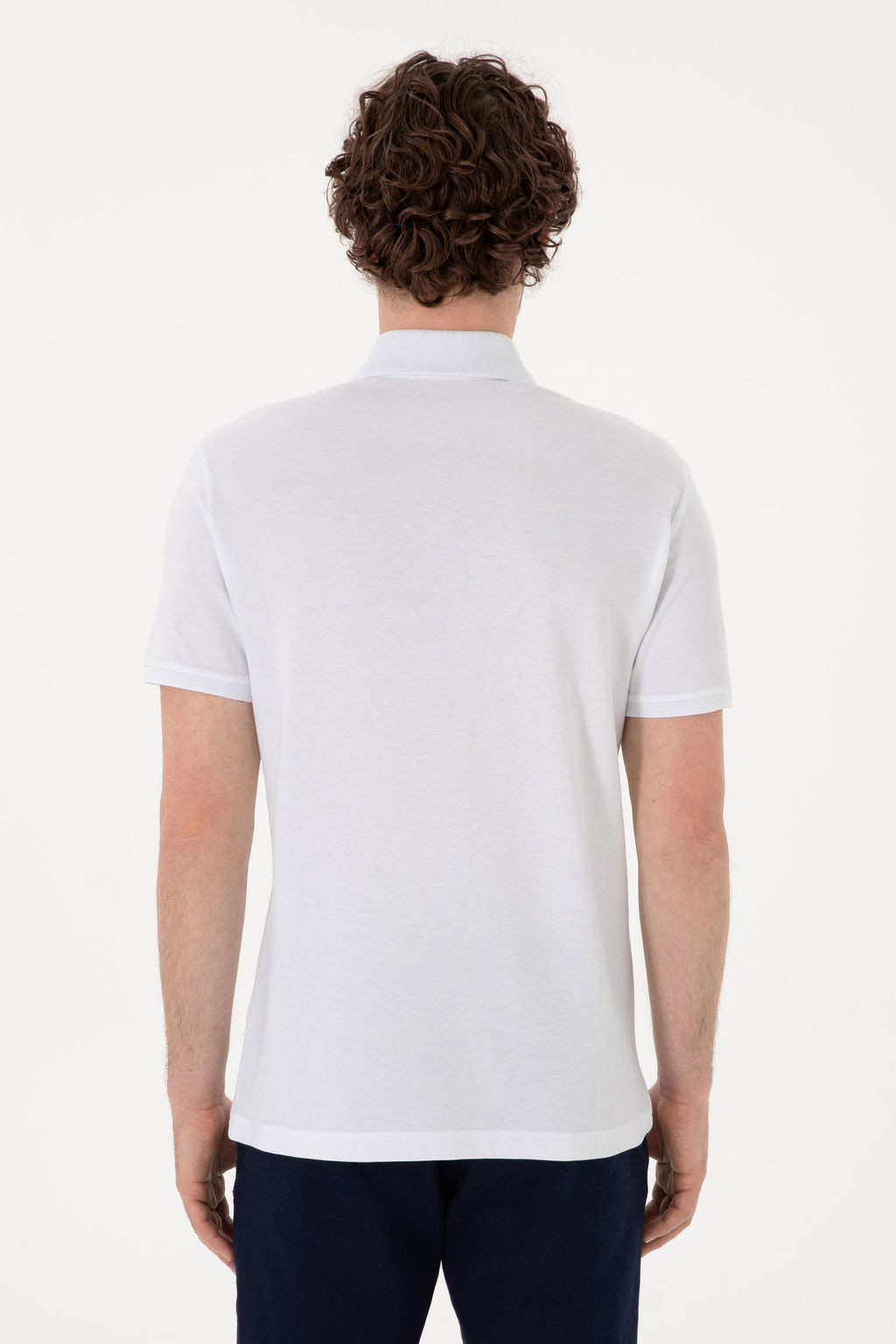 Erkek Slim Fit Polo Yaka Beyaz Basic Ti__rt Sepette S_rpriz _ndirim